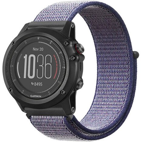 Curea ceas Smartwatch Garmin Fenix 7 / 6 / 5 Plus / 5, 22 mm iUni Soft Nylon Sport, Midnight Blue