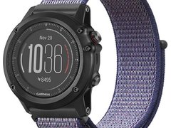 Curea ceas Smartwatch Garmin Fenix 7 / 6 / 5 Plus / 5, 22 mm iUni Soft Nylon Sport, Midnight Blue